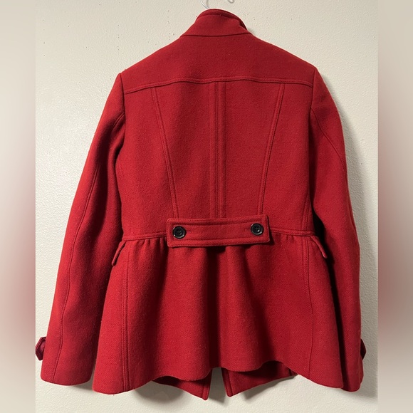 Burberry Brit  Wool Pea Coat Red Women’s US Size 6 Authentic (Read Description) - Picture 6 of 15